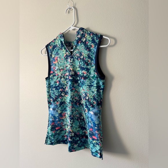 Lady Hagen Tops Floral Keyhole Sleeveless Golf Polo Size XS NWT - Picture 7 of 11